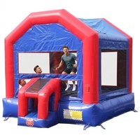Château gonflable Fun Bounce rouge-bleu en PVC de 14 pieds, pour enfants, utilisation commerciale, installation facile, capacité maximale de 220 lb, pour jardin.