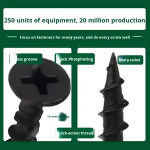 Vite Autofilettante <span class=keywords><strong>per</strong></span> <span class=keywords><strong>Legno</strong></span> M3.8 in Acciaio al Carbonio Fosfatato Nero, Testa Svasata Piatta, Denti Rapidi, Temprata - Product Image 2