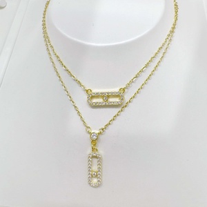 Collares de latón chapados en oro vintage, delicados y elegantes, con colgante de perla minimalista con corte baguette y diseño de mariposa para novias, para mujer. - Product Image 2
