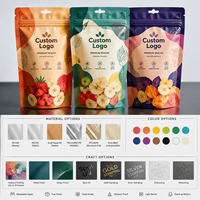 Sachets refermables personnalisés en PE avec fermeture éclair, impression par gravure, emballage alimentaire, pochettes verticales, logo, recyclables, pour chips et snacks