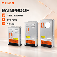 Alimentation LED Minjon étanche à auto-refroidissement 250W 400W 24V DC IP45 pour extérieur, pour bande LED, panneau publicitaire et aménagement paysager