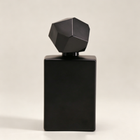 Botol Parfum Kaca Isi Ulang 50ml Mewah Grosir, Warna Hitam Matte, Bentuk Kotak, Tutup Ulir, Dilengkapi Sprayer
