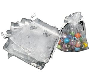 Sacs en organza rose pâle de haute qualité en gros, petits sacs à cordon pour bijoux, articles divers, avec ruban et logo - Product Image 1