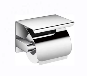Porte-papier toilette mural moderne en acier inoxydable poli, distributeur de papier toilette rectangulaire pour salle de bain, design minimaliste - Product Image 4