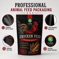 Sachet Stand Up 5kg Personnalisé pour Alimentation Volaille Poulet Doypack Alu Ziplock Emballage Animaux