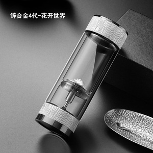 Double Walled Glass Tea Cup With Infuser Portable For Car Office Gift - Product Image 2