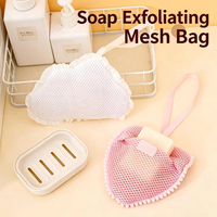 Sac à savon épais en maille aérée, forme nuage et cœur, avec fermeture sécurisée, pochette à savon pour le bain