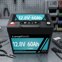 Paket Baterai Lithium Ion Isi Ulang 12.8V 60Ah yang Dapat Disesuaikan, Material LiFePO4, Merek ATing Model AT-1260, 2000 Siklus
