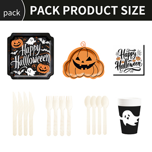 Juego de Vajilla DAMAI para Halloween con Diseño de Calabaza, Incluye Platos y Vasos Desechables de Papel, Artículos para Fiestas de Halloween - Product Image 3