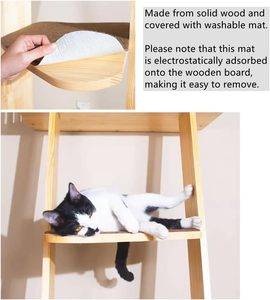Modern <strong>Tall</strong> 6 Level Leaning <strong>Cat</strong> <strong>Climbing</strong> Ladder <strong>Tree</strong> Tower Condo with Large Perch Platform Solid Wood <strong>Cat</strong> Furniture Shelves - Product Image 6