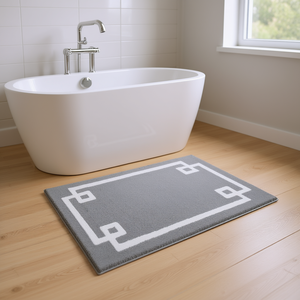DB Minimalist Geometric Cotton Bath Rug Rectangle Gray <b>Memory</b> <b>Foam</b> Backing Bathroom Mat - Product Image 2