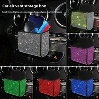 Boîte de rangement pour aérateur de voiture avec diamants, support de téléphone multifonctionnel