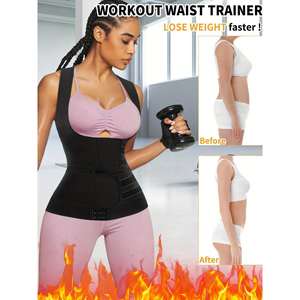 Women Neoprene Slimming Body Shapewear <b>Corset</b> Vest Shirt Double <b>Belt</b> Tummy Control Waist Trainer Vest - Product Image 5