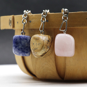 HZ Rose <strong>Crystal</strong> Quartz Tumble <strong>Keychain</strong> <strong>Crystal</strong> Stone <strong>Key</strong> Chain Stone Charm Pendants <strong>Keyrings</strong> - Product Image 5