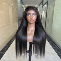 Perruque en cheveux humains vierges vietnamiens de qualité supérieure 12A, 22 pouces, lisse comme un bâton, avec dentelle frontale HD 5x5, sans colle