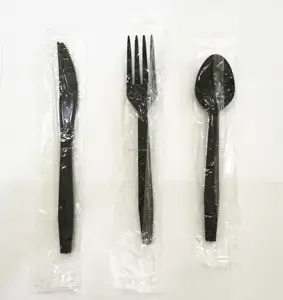 Cá Nhân Bọc Màu Đen/Trắng PP Nặng Trọng Lượng Dao Kéo Knife Fork Spoon Chuyến Bay Dao Kéo Set