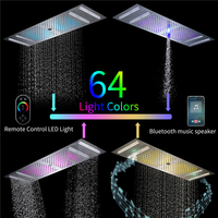Plafond intégré musique Led douche 36*12 pouces colonne d'eau pluie et cascade douche affichage de la température eau chaude et froide ensemble de douche