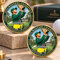 Trophée de champion de golf 2026, pièce de monnaie double face, en alliage de zinc émaillé, avec boîtier en acrylique