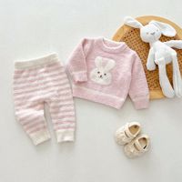 Ensemble de vêtements d'intérieur doux et moelleux en polaire mi-longue pour bébé, nouveau-né, automne et hiver, Angou, mignon petit lapin, pour garçons et filles