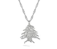 Collier pendentif motif cèdre du Liban pavé de zirconium design Collier en cèdre plaqué or 18 carats ou argent