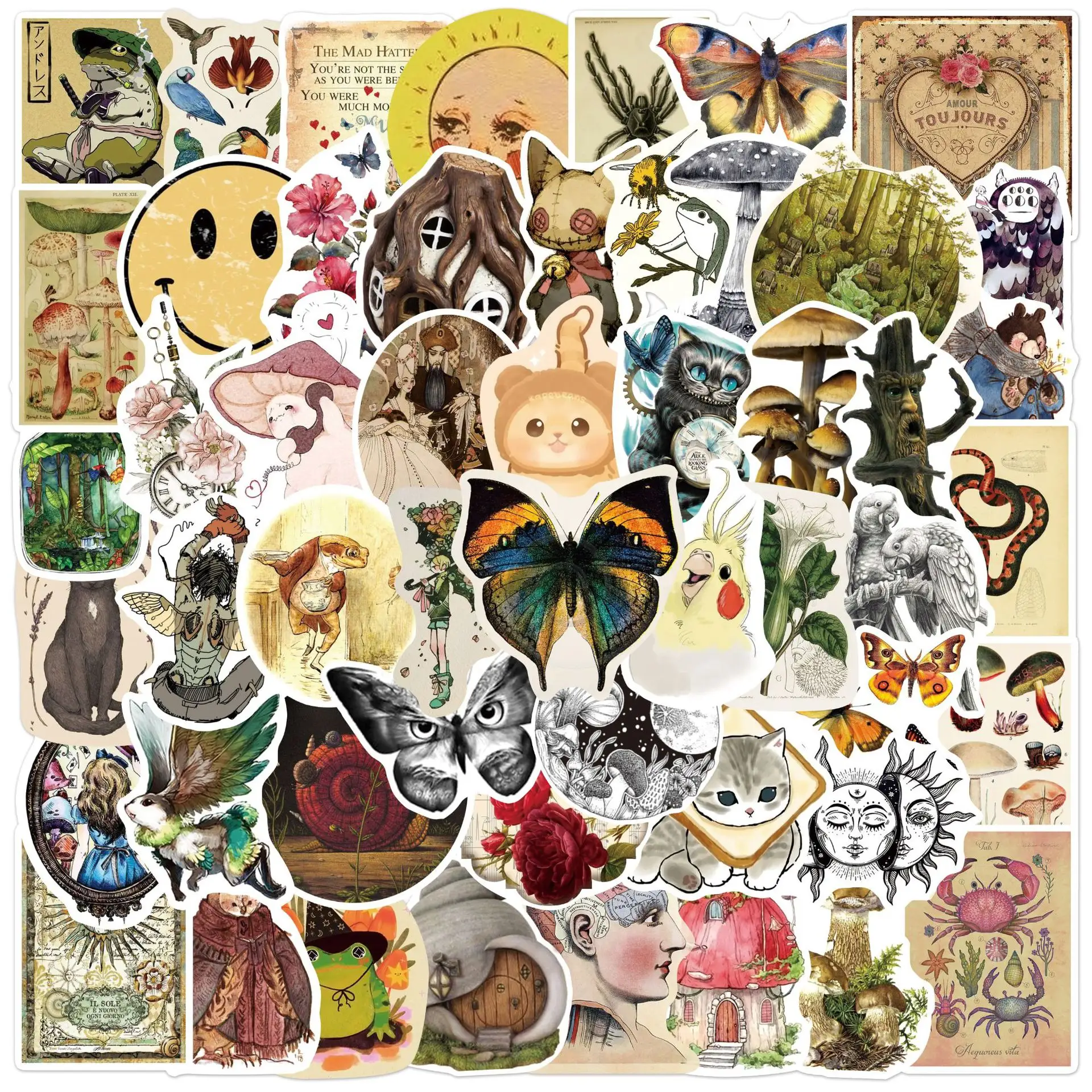 50pcs Art Music Aesthetic stickers Vintage Graffiti Stickers For DIY Laptop Scrapbooking Box Phone Stickers Gift School Supplies