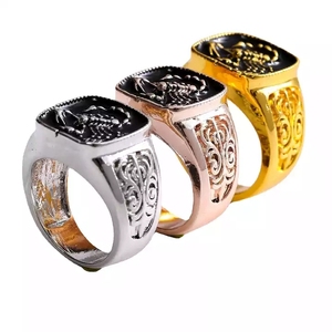 Nouveauté <span class=keywords><strong>2022</strong></span>, bagues punk plaquées or, bagues carrées colorées, bagues hip-hop, bagues cool en argent gravées de <span class=keywords><strong>scorpions</strong></span> pour hommes - Product Image 1