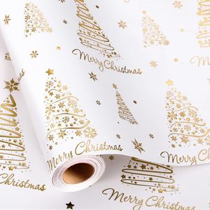 <b>White</b> Wrapping Paper Metallic Gold Christmas Trees Design 46.8 Square Feet Recyclable Gift <b>Wrap</b> For Christmas Holiday Party - Product Image 1