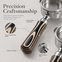 Poignée de Porte-Filtre à Espresso Personnalisée OEM en Bois Laminé, Fibre de Carbone et Résine G10 pour Machine à Café – Pièce de Remplacement