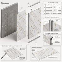 Panneau mural en PVC brillant 1220x2440 1220x2800 2mm 3mm, panneau décoratif à motif marbre, décoration murale intérieure