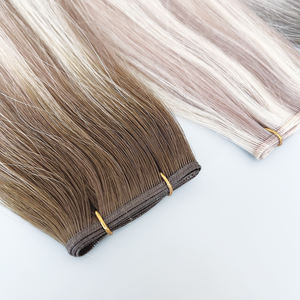 Usine en gros prêt Stock Invisible 100% Extension de cheveux humains génie trame extrémités épaisses trame invisible plate - Product Image 2