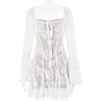 Robe de soirée élégante brodée, vêtements de fête pour femmes, tenue sexy à manches longues, mini, 2023, 2745