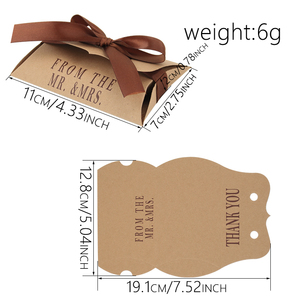 Contenedor de adorno Caja de papel Kraft Forma De Almohada Cajas de embalaje de dulces para fiesta Postre Baby Candy Stand Estuche envuelto en cinta - Product Image 2