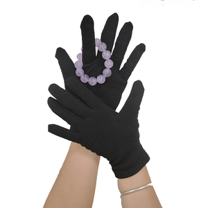 Guantes de mano de alta calidad Guantes de algodón negro Logotipo personalizado Guante de pulido de joyería - Product Image 3
