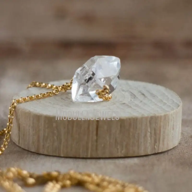 NM42393 Herkimer Diamond Necklace April Birthstone Necklace Herkimer Quartz Crystal Necklace Birthday Gifts For Women
