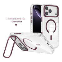 Coque transparente avec anneau magnétique, cadre d'appareil photo, béquille, résistante aux chutes et anti-traces de doigts pour iPhone 18 17 16 Pro Max
