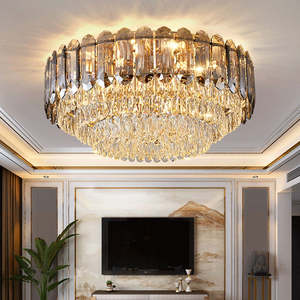 Vente en gros lustre nordique de luxe lampe maison hôtel hall Led cristal rond plafonnier - Product Image 1