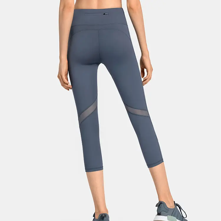 Collants d'entraînement de sport taille haute à logo personnalisé Vente en gros Fitness Gym Capri Yoga Pants Leggings
