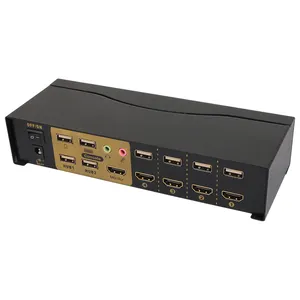 Hotkey Switch KVM saklar HDMI 4K IR, Remote kontrol 4 In 1 keluar dengan 4 kabel 4 komputer 1 Monitor HDMI KVM Switch