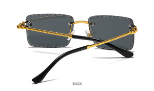 Rimless <b>Square</b> Metal Fashion <b>Sunglasses</b> 2026 UV400 Gold Clear Lenses Twist Mirror Legs - Product Image 6