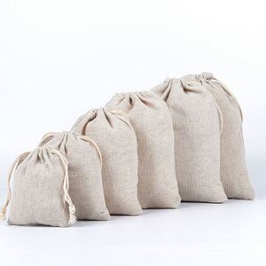 Pochette Cadeau en Coton et Lin Naturel avec Cordon de Serrage 10x15cm, Sac de Rangement Durable, Impression Personnalisée pour Faveurs de Mariage et Articles Ménagers - Product Image 2
