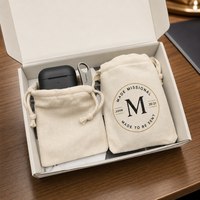 Pochette à cordon en coton et lin imprimée sur mesure, sac d'emballage réutilisable pour bijoux avec logo circulaire personnalisé