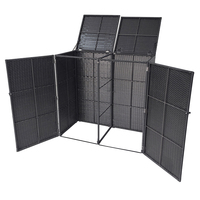 Abri de rangement pour poubelles de jardin et patio, double couvercle dissimulant les poubelles, résistant aux intempéries, en rotin PE, armoire de dissimulation pour poubelles