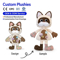 Boneka Kucing Zhuoyou dari Bahan Polyester Plush, Mainan Peluk yang Nyaman, Teman Tidur Anak Kucing, Bantal Peluk