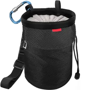 Durable Rock Climbing Gear Equipment Bouldering Chalk Bag With Adjustable Quick-Clip Belt And 2 Large Zippered Pockets