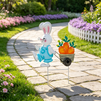 Decorazione Pasquale da Giardino a Tema Coniglietto, Insegna in Metallo Resistente per Prato Esterno Primaverile