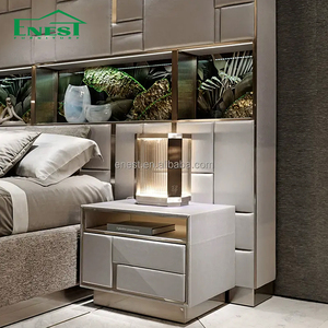 מיטת קינג סייז מודרני גבוהה מעור בעלת מסך יוקרתי מיטת קינג סייז לרהיטים וילה - Product Image 3