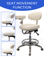 Chaise d'Infirmière Dentaire avec Accoudoir Rotatif à 360 Degrés pour un Accès Facile et une Manipulation des Instruments, Tabouret d'Assistant Dentaire en Cuir Microfibre