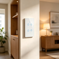 Interrupteur intelligent fiable WHX04 4 voies sans condensateur, compatible Tuya Smart Life APP et commande vocale, idéal pour les bureaux et immeubles commerciaux