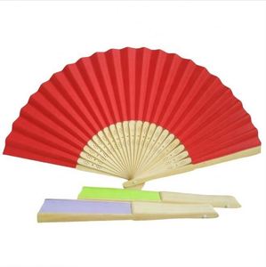 Hot Selling Printed logo Personalized Bamboo Paper <b>Silk</b> Fabric Folding Hand Fans for Wedding Party Gift - Product Image 6