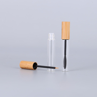 Envase Cosmético de Bambú Natural, Tubo de Vidrio Recargable de 5ml 10ml, Envase Vacío para Rímel, Brillo Labial, Delineador de Ojos con Pincel